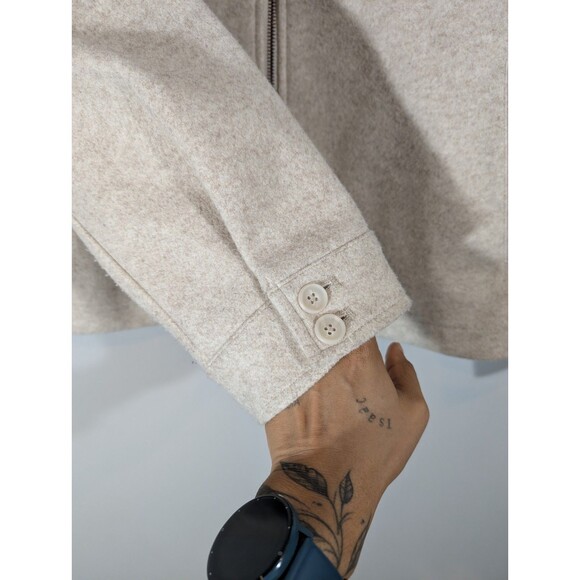 Ave Le Filles Women Beige Full Zip Aviator Jacket Sz M Capsule Quiet Classic - Picture 6 of 7